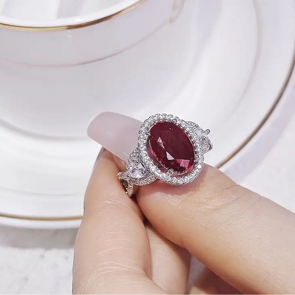 Simulated Diamond & Ruby Ring - Picture 5 of 6